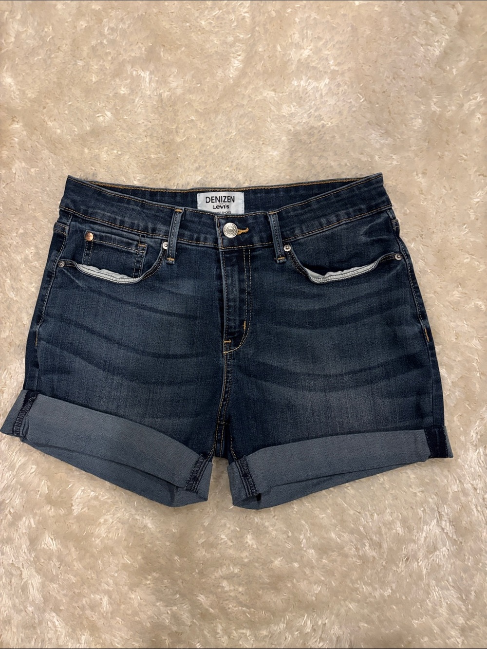 Levi's Dark Blue Denim Mid-Rise Shorts